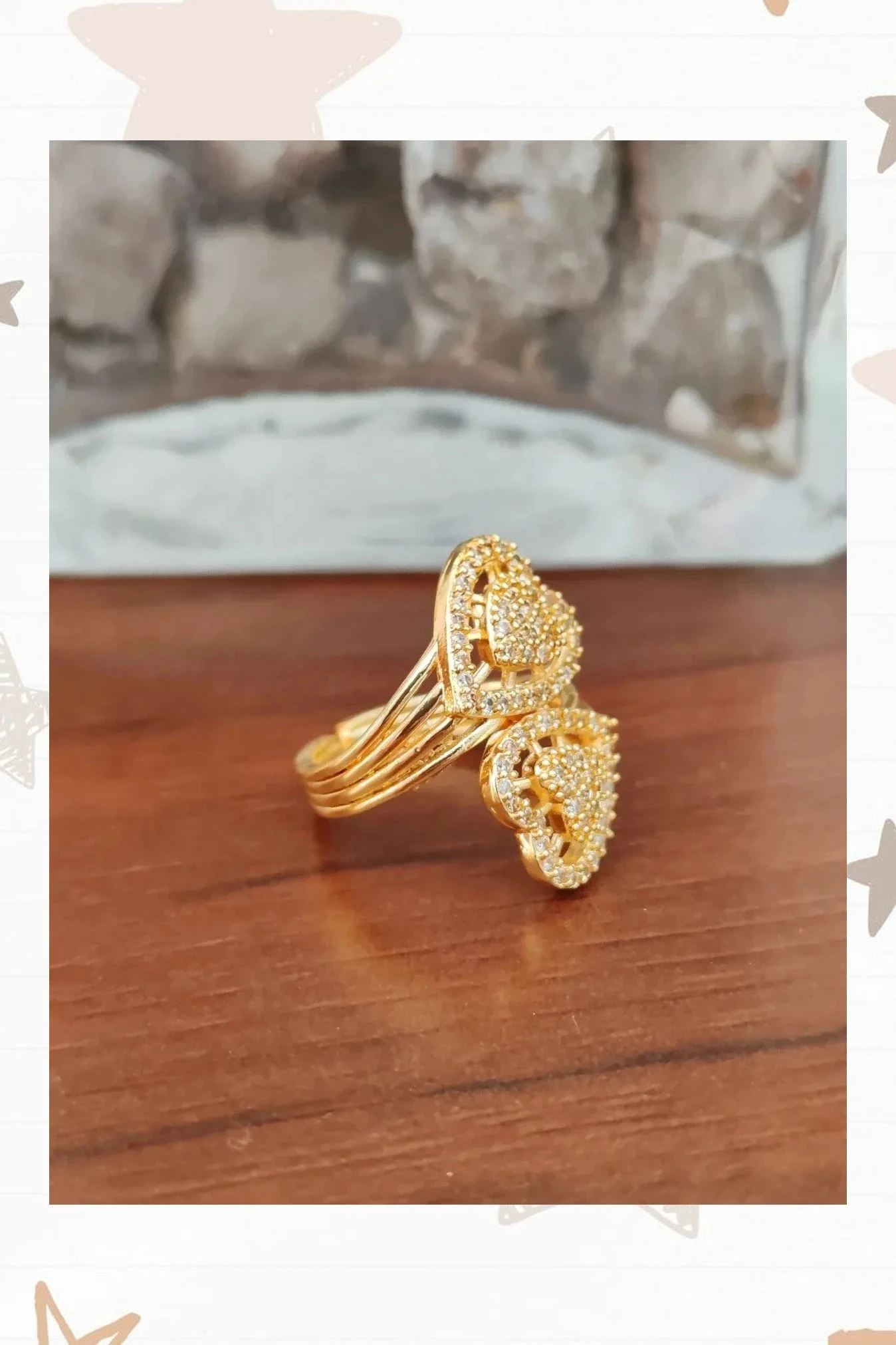 Dubbel hartring met glitters – photo 2